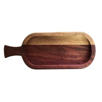 سینی چوبی سرو اسپرسو مدل لوبیایی دسته دار